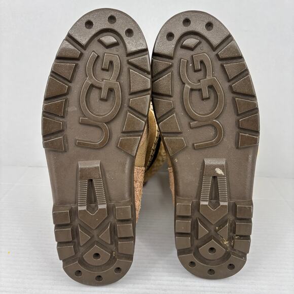 UGG Sundance Boots Size 9 Brown Genuine Leather Pure Wool Lining Fold Over - Picture 7 of 11